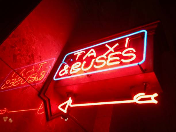 istock Neon Taxi and Buses Sign 2191014461