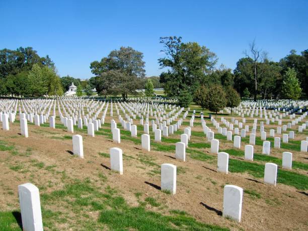 istock Military Cemetery with White Headstones 2191014496