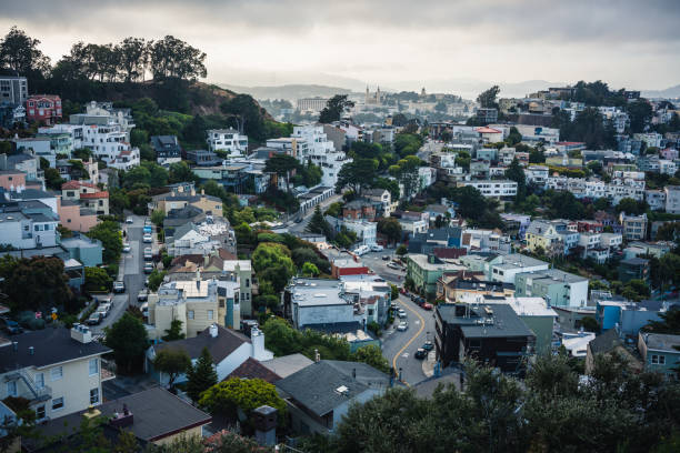 This photo was taken at a windy day from Twin Peaks at San Francisco. The layers of houses are quite interesting, especially during such a moody day.