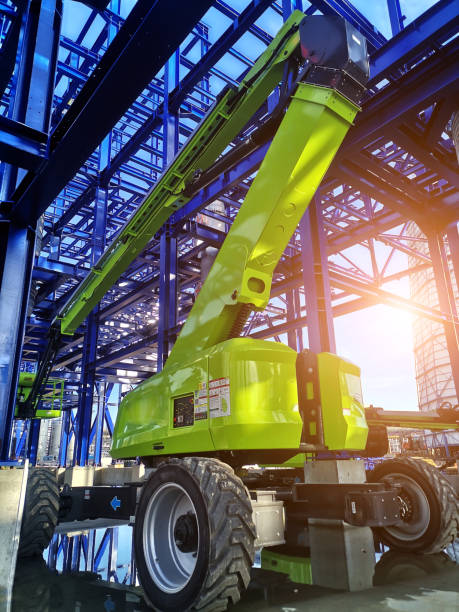 Heavy machinery involved in the process steel structure is under construction