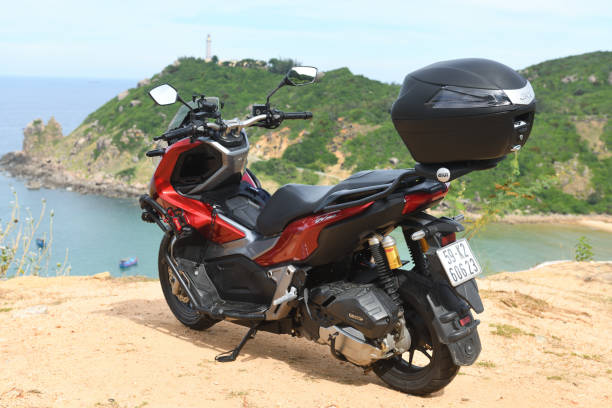 Vietnam Danang 10.07.2024: Honda ADV on the road in the mountains.