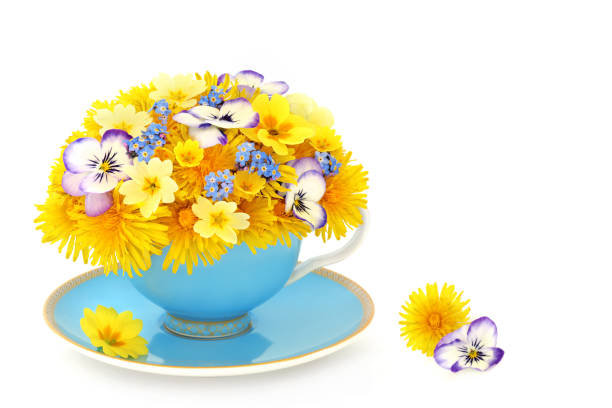 Floral arrangement of autumn flowers on a plate