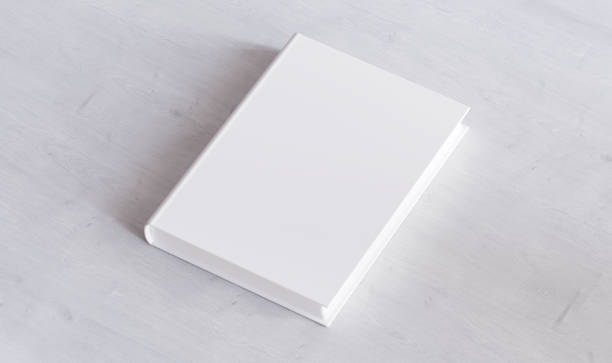 Blank cover book template on white wood desk