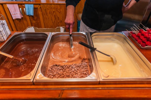 istock Chocolate Dipping Station at a Christmas Market 2191032990
