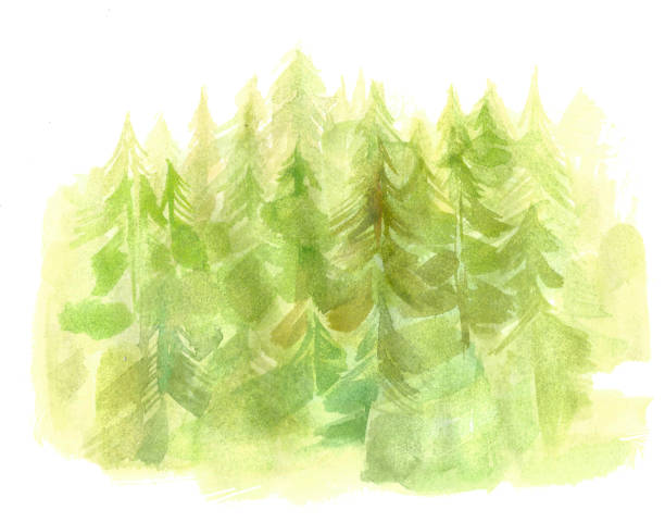 istock Watercolor forest landscape background. Beautiful watercolor nature landscape with mountains and forest.Watercolor illustration design elements for landscape background and wallpaper. 2191033590