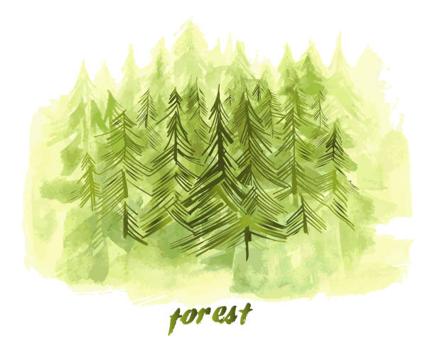 istock Watercolor Forest landscape background. Beautiful watercolor nature landscape with mountains and forest.Watercolor illustration design elements for landscape background and wallpaper. 2191033662
