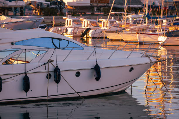 istock Luxury Yacht Docked in Marina at Sunset 2191034890