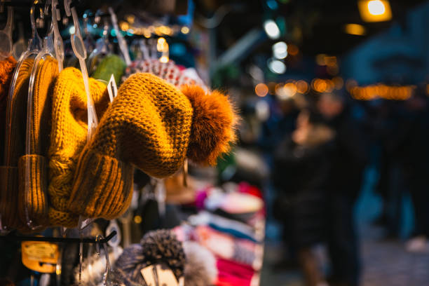 istock Winter Accessories Display at Christmas Market 2191036309