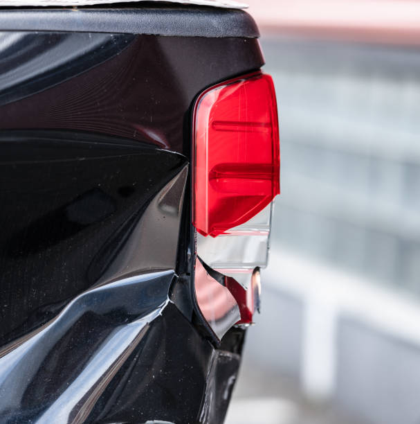 istock Rear lamp of a crashed pickup car.. 2191044825