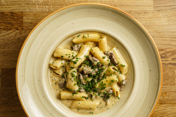 istock Creamy mushroom pasta with fresh herbs 2191046091