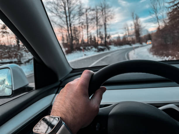 istock Driving Through a Winter Landscape at Dusk 2191054456