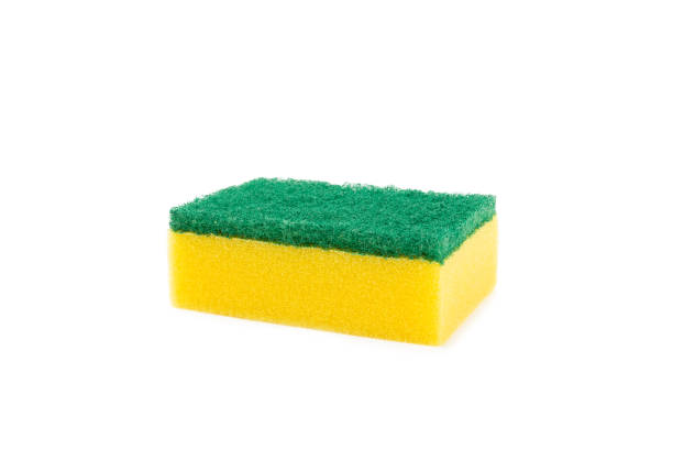istock Colorful dish sponges isolated on white background. Kitchen sponge. Cleaning concept, cleaning service. Dishwashing liquid with clean and dirty dishes plate. Place for text, copy space.Wash the dishes 2191060578