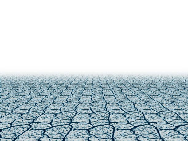 Cracked plates of ice on sea water surface with center horizon line perspective background illustration