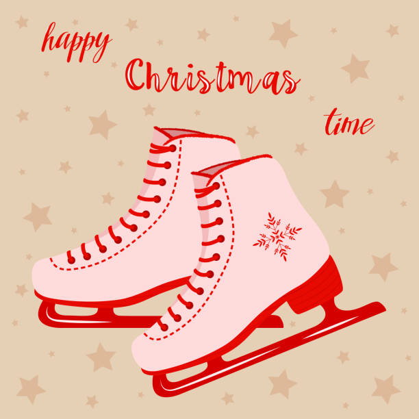 istock Greeting card with Christmas ice skates. Happy Christmas time. Vector illustration. 2191062644