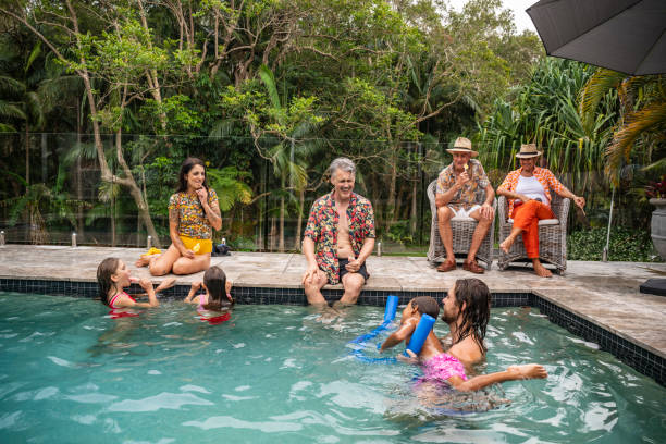istock Pool party in backyard of Byron Bay home 2191070855
