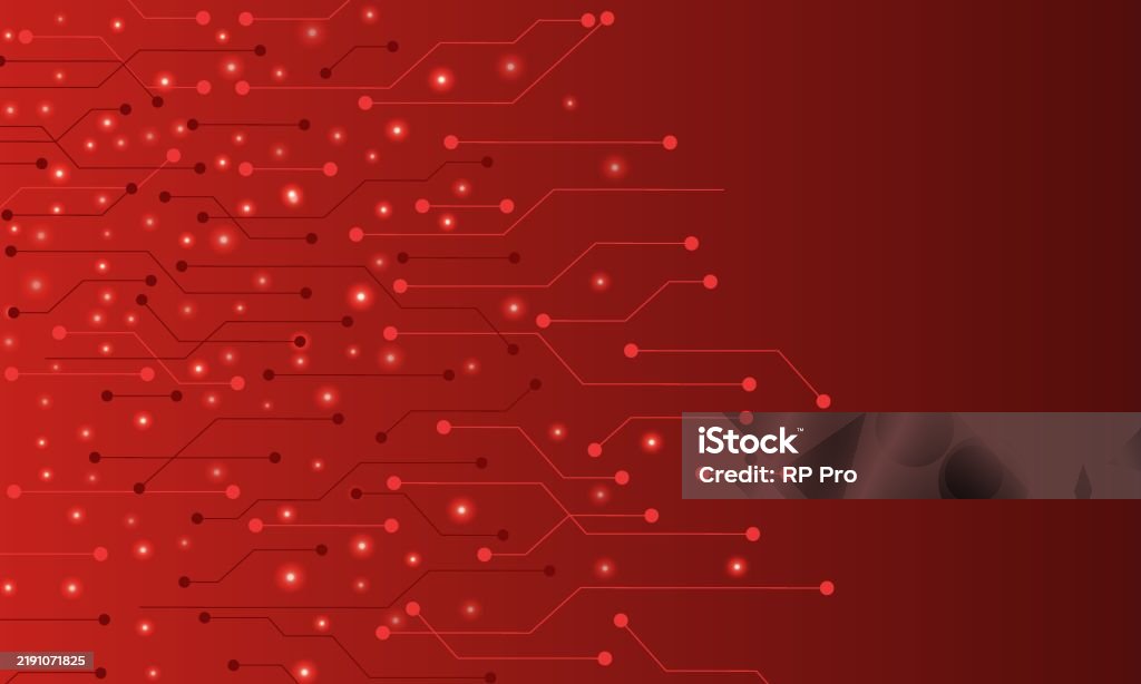 Vector Red Circuit Abstract Red Electronic Circuit Technology Background Stock ...
