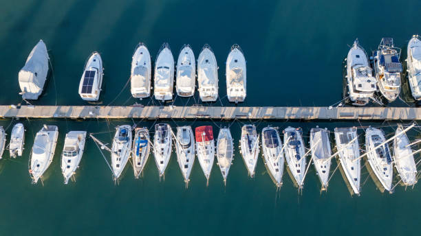 istock Top-Down View of Luxury Yachts Docked in a Marina 2191076005