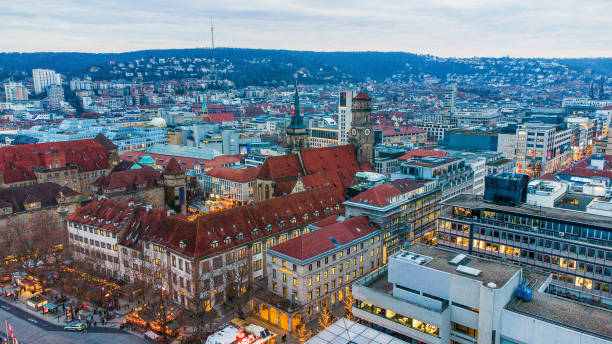 istock Drone point of view on old castle and Rotes Rathaus behind (modern building) 2191076280