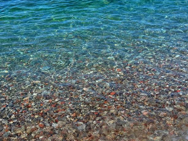 istock Blue sea clear waves on pebble beach 2191078694