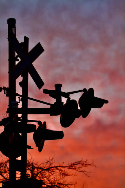 istock Railroad Crossing at Dusk background 2191082074