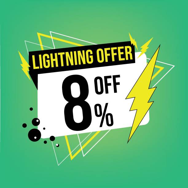 istock Lightning offer, 8% off, eight percent off, promotion for sales, flash offer template 2191084389