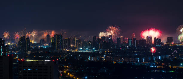 istock Happy new year 2025 with Firework celebrate anniversary in midnight Say Good bye 2024 hello to 2025 Concept of happiness, challenge, business strategy, opportunity and start new life again. 2191084563