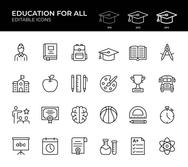 ilustrații de stoc cu education for all line icons - educaţie
