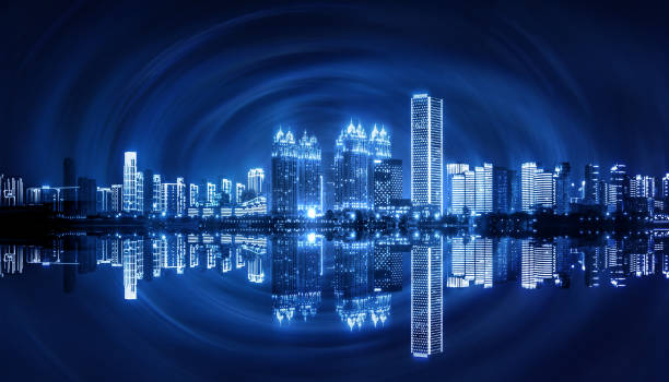 istock Blue City Technology, modern, urban, information technology Background 2191087771