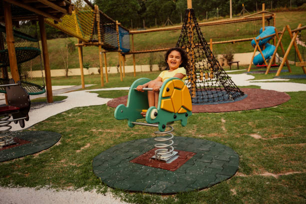 Girl playing in playground
