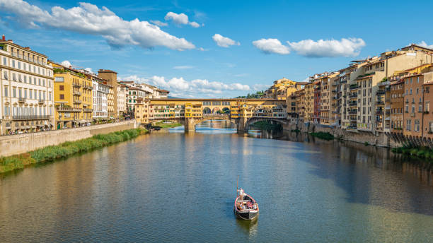 Piazzale degli Uffizi in Florence at sunrise, Italy