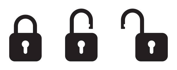 stockillustraties, clipart, cartoons en iconen met padlock icon, security icon. black locked unlocked padlock icon. - ontgrendelen