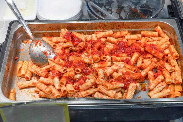 Rigatoni macaroni pasta with tomato sauce ready for eating