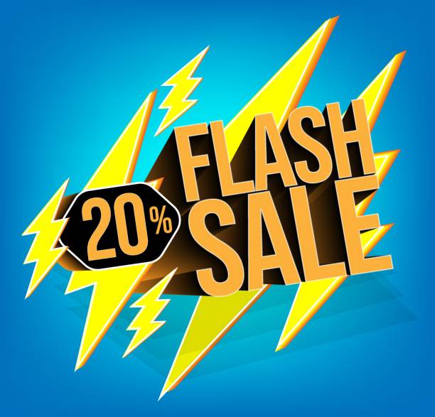 istock Flash sale for stores and promotions with 3d text in vector. 20% discount off 2191097564