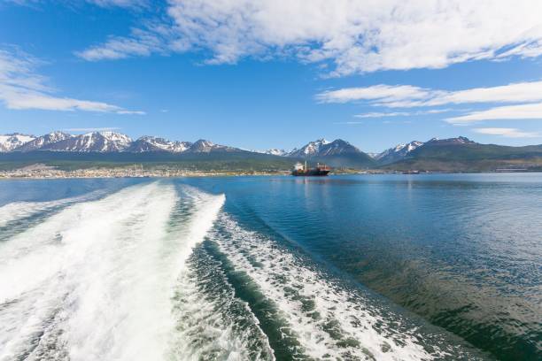 istock Scenic view of Ushuaia with ship and mountains 2191099633