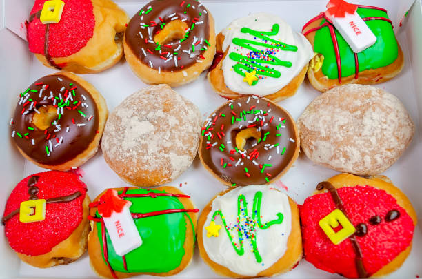 Dozen assorted Christmas doughnuts in Ocean Springs Mississippi