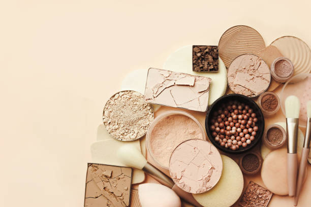 istock Varieties of face powders and foundations for perfect complexion, basic make up products to even out and matte skin, beauty cosmetics with brushes and sponges 2191112384