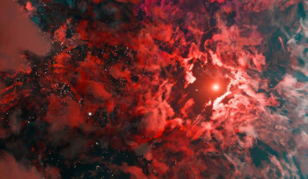 istock Abstract nebula in space, glowing gas red cloud in the outer space. 2191113443