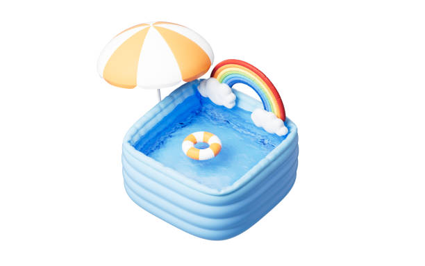 istock Inflatable cartoon style swimming pool, 3d rendering. 2191116575