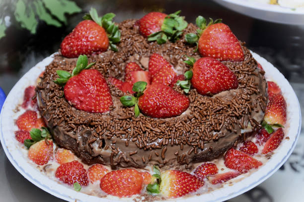 A delicious brigadier cake with strawberries for Christmas