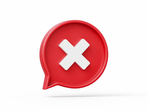 istock Speech bubble with cross check mark icon isolated on white background 2191123036
