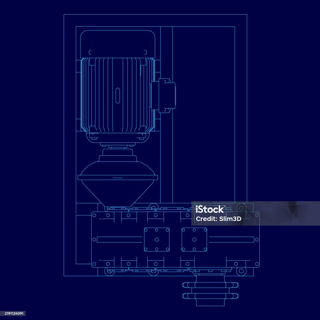 Generator Top Viewe Electric Generator Motor Contour Vector Illustration Top View Creative ...