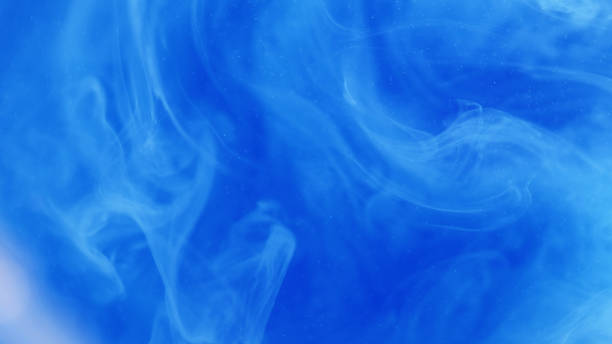 Smoke ink background. Colorful fog. Defocused bright blue white splashes painting texture mist cloud moving on abstract art light.