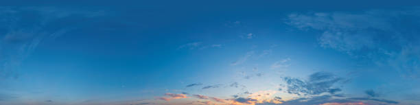 istock Sunset sky panorama with bright glowing pink Cirrus clouds. Seamless hdr 360 panorama in spherical equirectangular format. Full zenith for 3D visualization, sky replacement for aerial drone panoramas 2191135151
