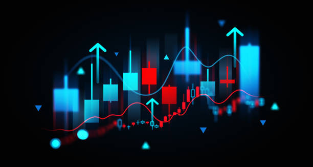 istock Forex graph data and arrows with growing lines, financial diagrams 2191140829