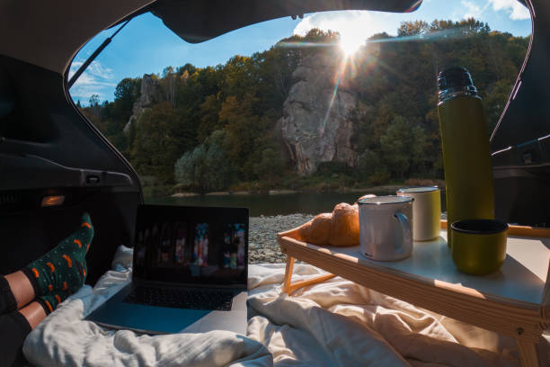 istock Cozy Car Retreat by the River 2191143674
