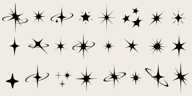Blinking stars, sparks and sparkles set. Space cosmos galaxy aesthetic. Magic light flare pack for design template, poster, banner, brochure, leaflet. Vector glint glitter illustration