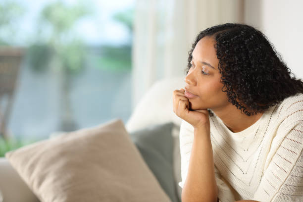 istock Distracted black woman thinking at home 2191150938