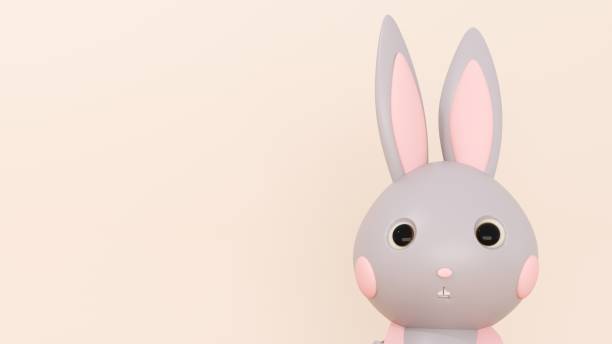 istock Happy Easter greeting card, template with bunny and eggs - 3d, render. Showcase podium, stand, platform. Festive background with cute rabbit, flowers with copy space. 2191151516