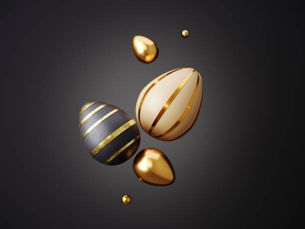 istock Happy Easter greeting card, template with painted eggs - 3D render. Simple motion concept for holiday events. 2191151620