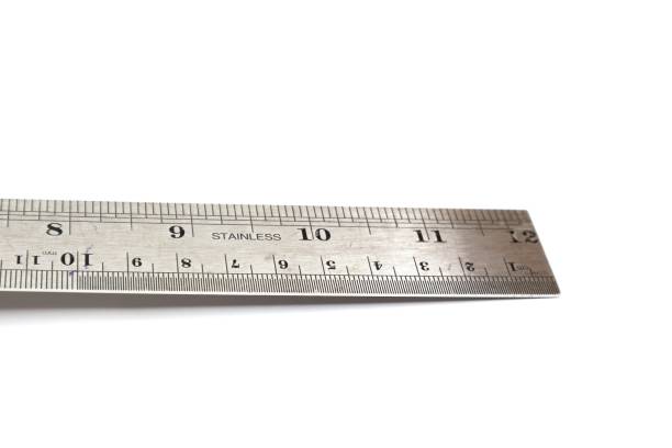 istock A stainless steel ruler is shown against a white background. 2191155802